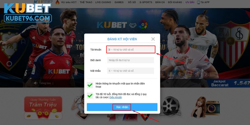 Đầu tiên cần truy cập trang chính thức của Kubet 