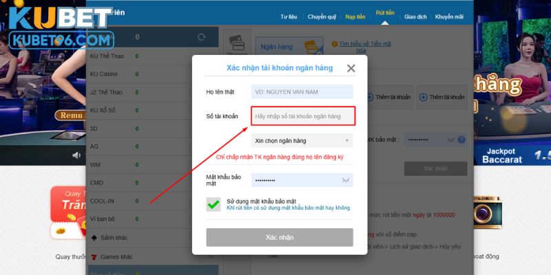 Giao dịch lấy vốn qua tài khoản ngân hàng 